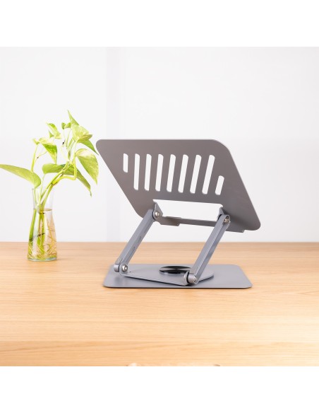 TooQ Soporte Elevador con rotación 360° y ajustable, para dispositivos de 11”-17”, Color Gris Oscuro