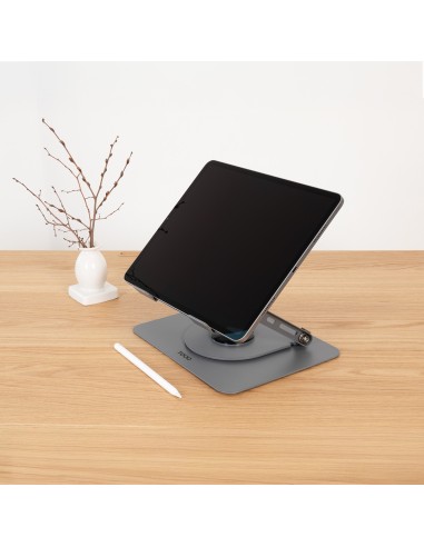 TooQ Soporte Elevador con rotación 360° y ajustable, para dispositivos de 11”-17”, Color Gris Oscuro