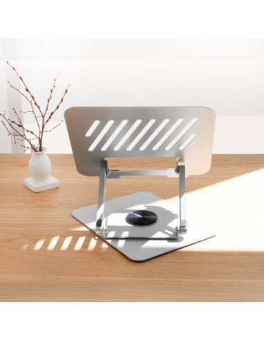 TooQ Soporte Elevador con rotación 360° y ajustable, para dispositivos de 11”-17”, Color Plata