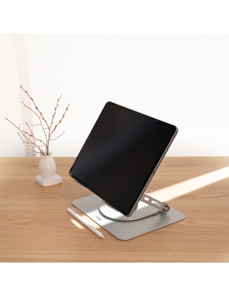 TooQ Soporte Elevador con rotación 360° y ajustable, para dispositivos de 11”-17”, Color Plata