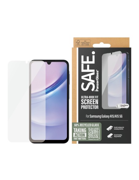 PanzerGlass SAFE. by ® Screen Protector by Samsung Galaxy A15 | A15 5G | Ultra-Wide Fit w. EasyAligner Protector de pantalla 1