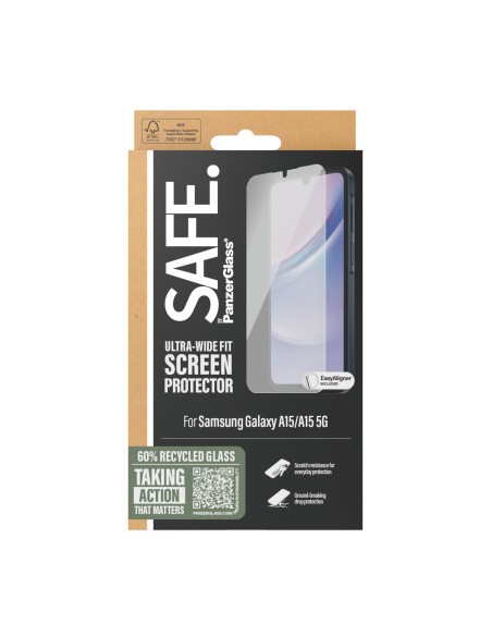 PanzerGlass SAFE. by ® Screen Protector by Samsung Galaxy A15 | A15 5G | Ultra-Wide Fit w. EasyAligner Protector de pantalla 1