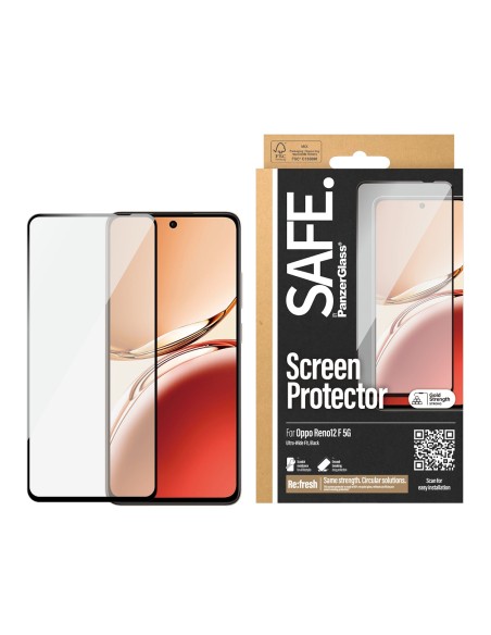 PanzerGlass SAFE. by ® Screen Protector w. Black Frame Oppo Reno12 F 5G | Ultra-Wide Fit Protector de pantalla 1 pieza(s)