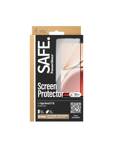 PanzerGlass SAFE. by ® Screen Protector w. Black Frame Oppo Reno12 F 5G | Ultra-Wide Fit Protector de pantalla 1 pieza(s)