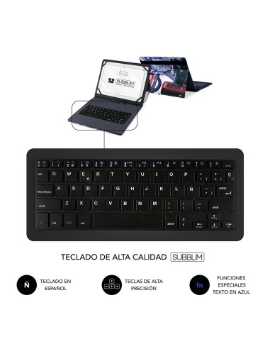 SUBBLIM Funda con Teclado Micro USB - USB C KEYTAB USB 10,1" England