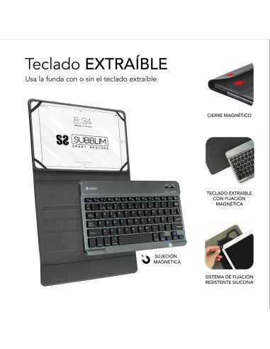 SUBBLIM Funda con Teclado KEYTAB PRO BLUETOOTH 10,1" Black