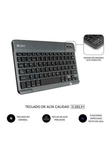 SUBBLIM Funda con Teclado KEYTAB PRO BLUETOOTH 10,1" Red