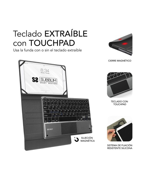 SUBBLIM Funda con Teclado KEYTAB PRO BLUETOOTH 10,1" TOUCHPAD Black