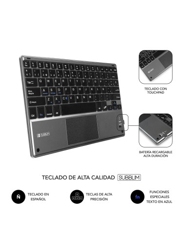SUBBLIM Funda con Teclado KEYTAB PRO BLUETOOTH 10,1" TOUCHPAD Black