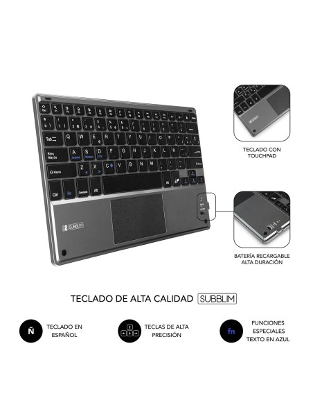 SUBBLIM Funda con Teclado KEYTAB PRO BLUETOOTH 10,1" TOUCHPAD Black