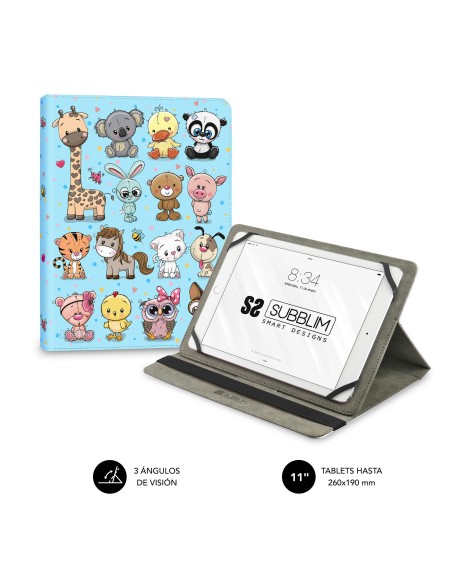 SUBBLIM Funda Tablet Universal TRENDY CASE ANIMALS 11"