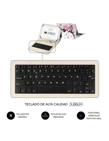 SUBBLIM Funda con Teclado Micro USB – Type C KEYTAB USB 11" Hadas
