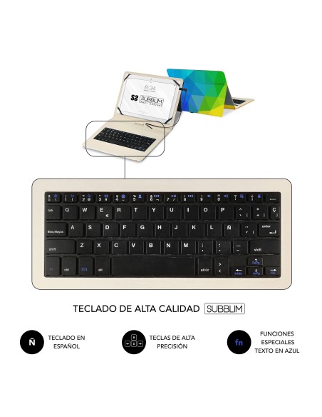 SUBBLIM Funda con Teclado Micro USB – Type C KEYTAB USB 11" Triangulos