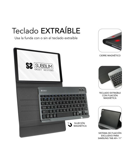SUBBLIM Funda con Teclado KeyTab Pro BT Samsung Galaxy Tab A9 +11”