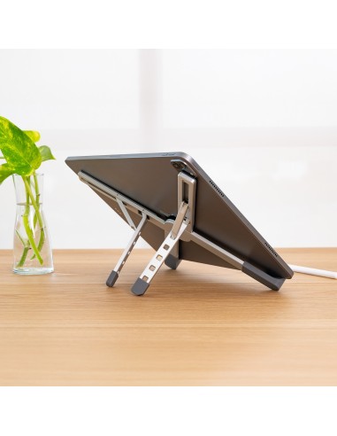 TooQ Soporte elevador plegable de aluminio para portátiles, Plata