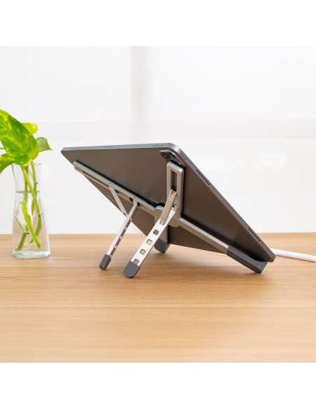 TooQ Soporte elevador plegable de aluminio para portátiles, Plata
