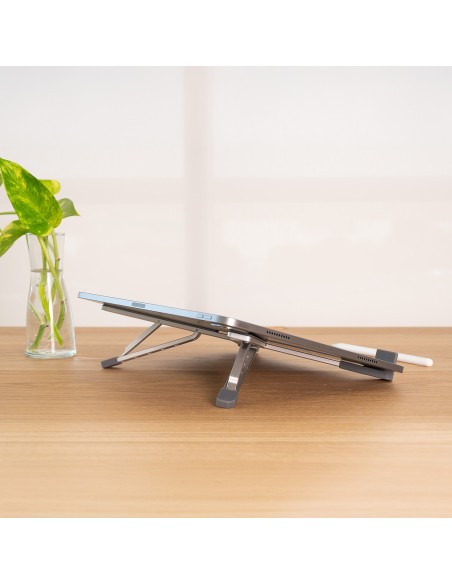 TooQ Soporte elevador plegable de aluminio para portátiles, Plata