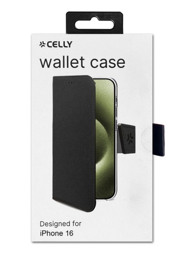 Celly WALLY1078 funda para teléfono móvil 15,5 cm (6.1") Funda cartera Negro