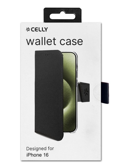 Celly WALLY1078 funda para teléfono móvil 15,5 cm (6.1") Funda cartera Negro