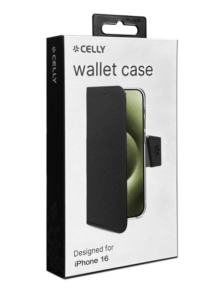 Celly WALLY1078 funda para teléfono móvil 15,5 cm (6.1") Funda cartera Negro