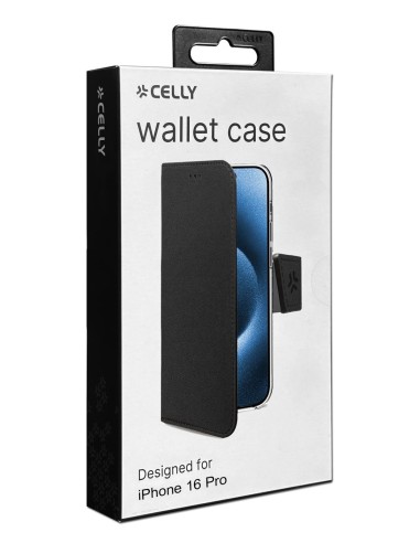Celly WALLY1079 funda para teléfono móvil 16 cm (6.3") Funda cartera Negro