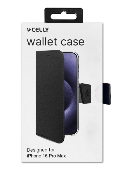 Celly WALLY1081 funda para teléfono móvil 17,5 cm (6.9") Funda cartera Negro