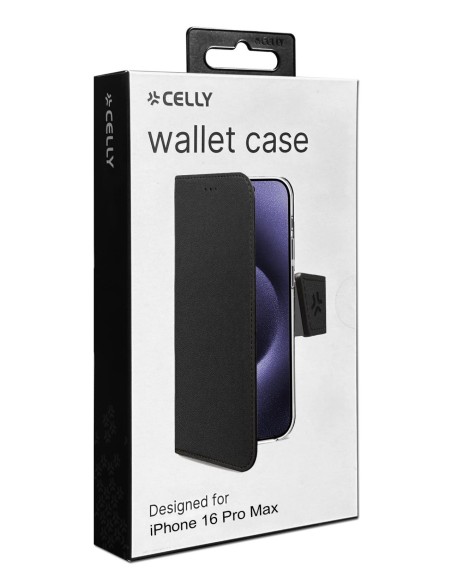 Celly WALLY1081 funda para teléfono móvil 17,5 cm (6.9") Funda cartera Negro