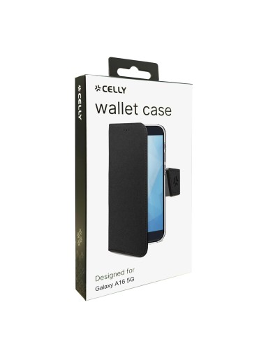 Celly WALLY funda para teléfono móvil 17 cm (6.7") Funda cartera Negro
