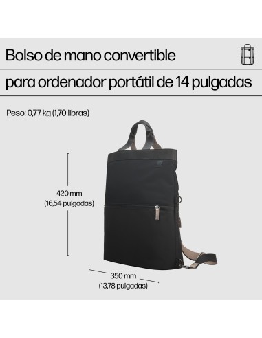 HP Bolso de mano de mochila para ordenador portátil convertible de 14 pulgadas
