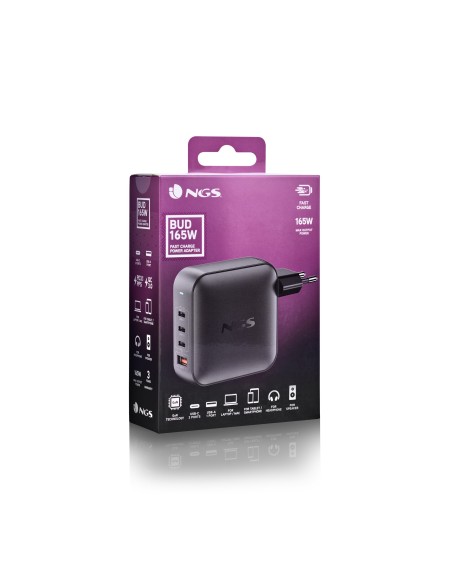 NGS BUD 165W Universal Negro Corriente alterna Carga rápida Interior