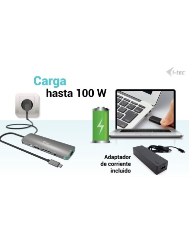 i-tec USB-C Metal Nano Docking Station 4K HDMI LAN with Power Delivery 100W + Universal Charger 100W