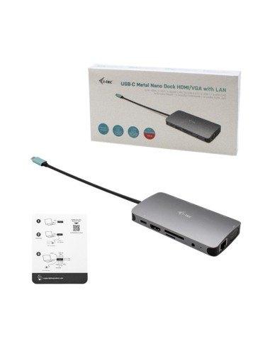 i-tec USB-C Metal Nano Dock HDMI VGA with LAN + Charger 112W