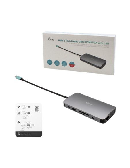 i-tec USB-C Metal Nano Dock HDMI VGA with LAN + Charger 112W