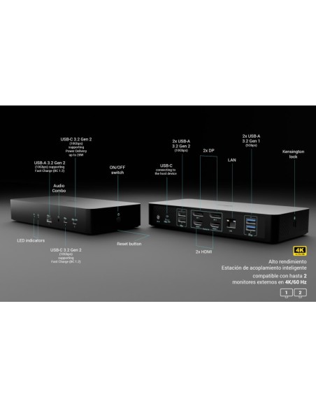 i-tec Universal Intelligent Dual Display Docking Station + Power Delivery 100W