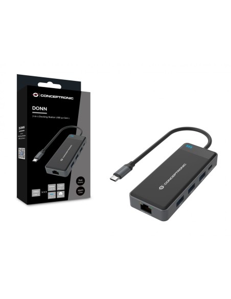 Conceptronic DONN14G base para portátil y replicador de puertos Alámbrico USB 3.2 Gen 1 (3.1 Gen 1) Type-C Gris