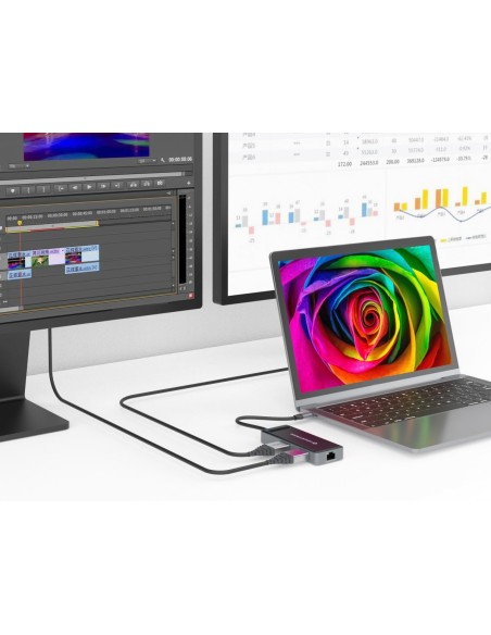 Conceptronic DONN14G base para portátil y replicador de puertos Alámbrico USB 3.2 Gen 1 (3.1 Gen 1) Type-C Gris