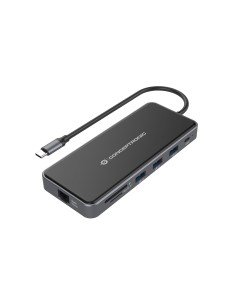 Conceptronic DONN15G base para portátil y replicador de puertos Alámbrico USB 3.2 Gen 1 (3.1 Gen 1) Type-C Gris