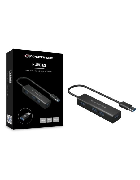 Conceptronic HUBBIES06B hub de interfaz USB 3.2 Gen 1 (3.1 Gen 1) Type-A 5000 Mbit s Negro
