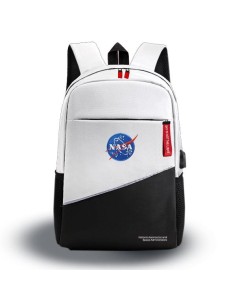 NASA BAG05-W mochila City backpack Negro, Blanco Oxford