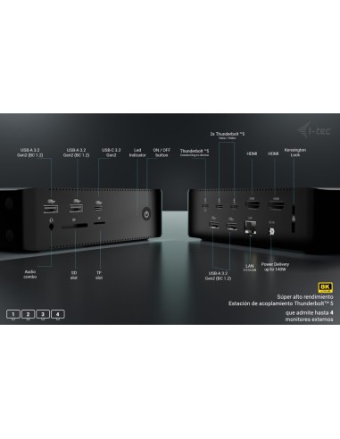 i-tec Thunderbolt5 Quattro Display Docking Station, 5x USB, 2.5 GLAN + Power Delivery 140W