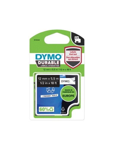 DYMO D1 - Etiquetas Durable - Negro sobre blanco - 12mm x 5.5m