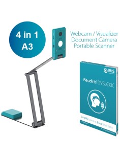 I.R.I.S. IRIScan Visualizer 7 + Readiris Dyslexic 2.0 Escáner de captura aérea 4160 x 3120 DPI A3 Azul ártico, Plata
