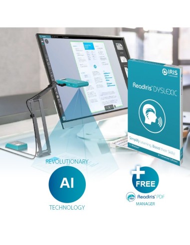 I.R.I.S. IRIScan Visualizer 7 + Readiris Dyslexic 2.0 Escáner de captura aérea 4160 x 3120 DPI A3 Azul ártico, Plata