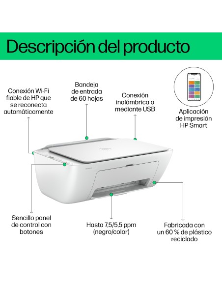 HP DeskJet 2810e Inalámbrico All-in-One Color Impresora, Fotocopiadora, escáner