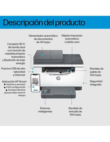 HP LaserJet M234sdw Inalámbrico Multifunction Blanco y negro Impresora, Fotocopiadora, escáner Dúplex