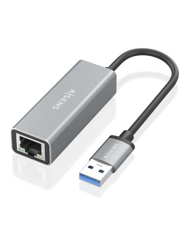 AISENS Conversor USB 3.0 a ethernet Gigabit 10 100 1000 Mbps, Gris, 15cm