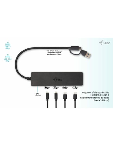 i-tec Metal USB-A USB-C HUB 2x USB 3.0 + 2x USB-C (10 Gbps)