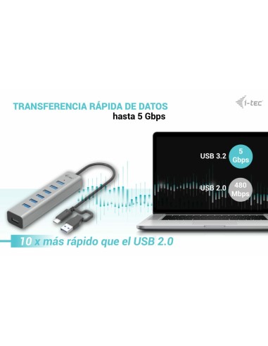 i-tec USB-C USB-A Charging Metal HUB 7 Port