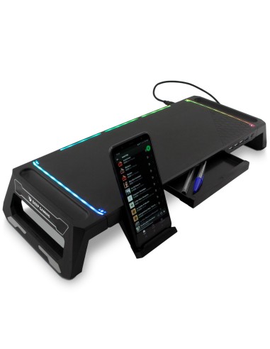 Deep Gaming DEEPGAMING SOPORTE PARA MONITOR CON HUB 4USB + ILUMINACION RGB