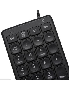V7 Teclado numérico con cable USB KP350 de - 22 teclas - Teclas de acceso rápido de calculadora, tabulación, retroceso - Cable 2
